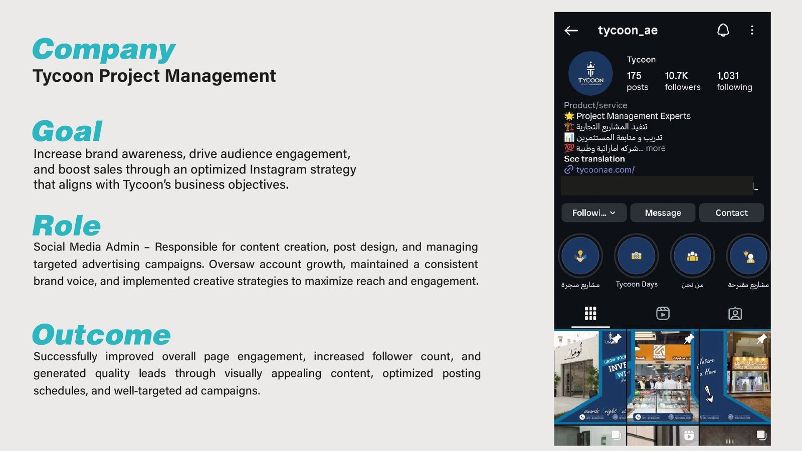 Tycoon Project Management social media results
